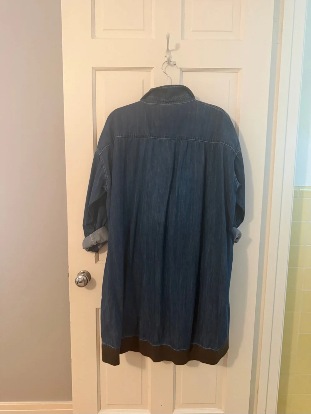 Denim Button-Up Longline Shirt - Blue